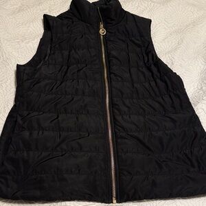 Michael Kors Black Puffer Vest with Gold Zipper